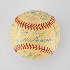 Lot #8249  1954 New York Yankees Team Signed Baseball with Mantle - Image 1