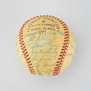 Lot #8249  1954 New York Yankees Team Signed Baseball with Mantle - Image 2