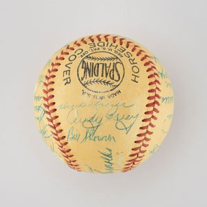 Lot #8249  1954 New York Yankees Team Signed Baseball with Mantle - Image 3
