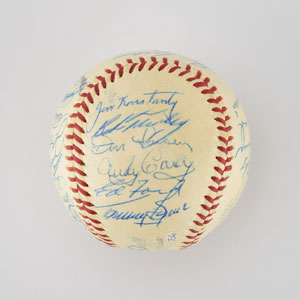 Lot #8251  1956 New York Yankees World Series Champions Team Signed Baseball with 30 Signatures including Mantle! - Image 4