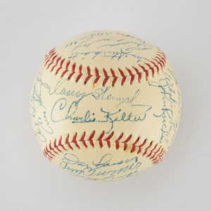 Lot #8252  1957 New York Yankees American League Champions Team Signed Baseball with Mantle - Image 4