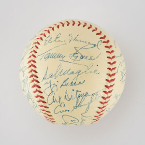 Lot #8252  1957 New York Yankees American League Champions Team Signed Baseball with Mantle - Image 3