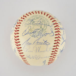 Lot #8253  1965 New York Yankees Team Signed Baseball with Mantle and Maris - Image 3