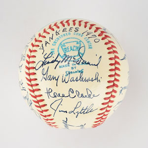 Lot #8257  1970 New York Yankees VERY HIGH GRADE Team Signed Baseball - Thurman Munson Rookie Year - Image 3