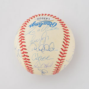 Lot #8261  1999 New York Yankees World Champions Team Signed Baseball with Jeter - Image 1