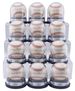 Lot #8271 One Dozen Mickey Mantle BVG Graded and Encapsulated Single Signed Baseballs - Image 1