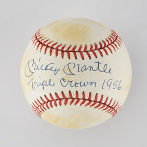 Lot #8263  Mickey Mantle Triple Crown 1956 Signed