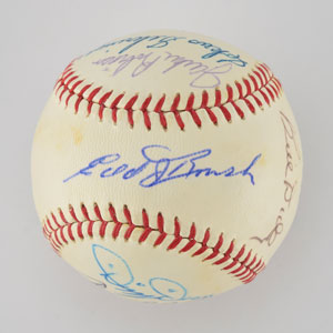 Lot #8278  Hall of Famer Multi-Signed Baseball with Jackie Robinson and Dizzy Dean - Image 4