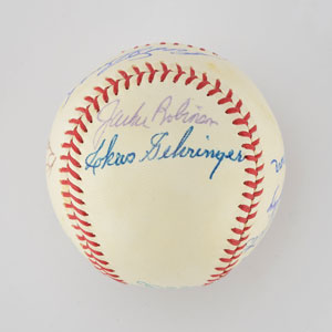 Lot #8278  Hall of Famer Multi-Signed Baseball with Jackie Robinson and Dizzy Dean - Image 1