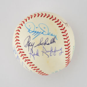 Lot #8278  Hall of Famer Multi-Signed Baseball with Jackie Robinson and Dizzy Dean - Image 5