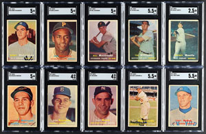 Lot #8069  1957 Topps Complete Set (407) with (14) SGC Graded - Image 1
