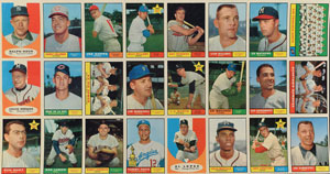 Lot #8084  1961 Topps Baseball 24-Card Second Series Uncut Sheet with THREE Hall of Famers including #141 Williams Rookie - Image 1