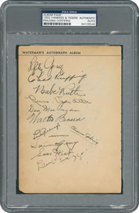 Lot #8274  1932 New York Yankees and Detroit Tigers Signed Album Page with Ruth and Gehrig - PSA/DNA - Image 1