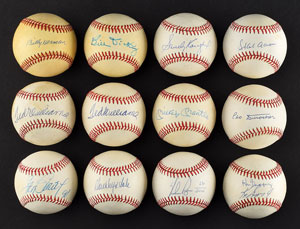 Lot #8290  Large Single Signed Baseball Collection (60) including TWO Ted Williams and Mantle - Image 1