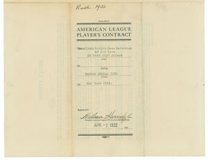 Lot #9013 Babe Ruth 1932 New York Yankees Signed Player Contract - Image 4