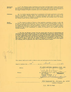 Lot #9090 Red Schoendienst 1967 St. Louis Cardinals Signed Manager's Contract - Image 1