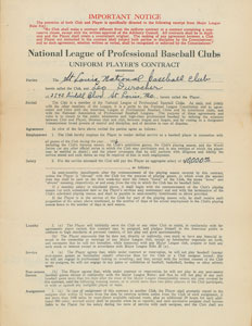 Lot #9027 Leo Durocher 1936 St. Louis Cardinals Signed Player Contract with Branch Rickey - Image 2
