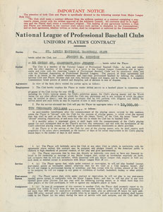 Lot #9028 Joe Medwick 1936 St. Louis Cardinals Signed Player Contract with Branch Rickey - Image 2