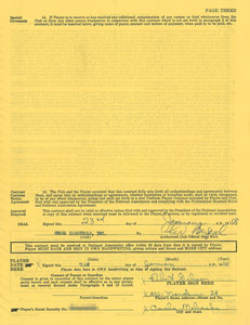 Lot #9070 Bob Gibson 1958 and 1975 Cardinals Signed Player Contracts (2x) - First and Last Seasons! - Image 3