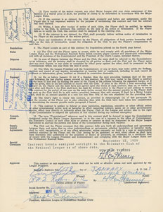 Lot #9071 Enos Slaughter 1959 New York Yankees Player Signed Contract - Image 1