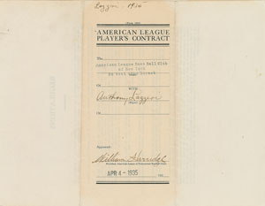 Lot #9024 Tony Lazzeri 1935 New York Yankees Signed Player Contract - Image 3