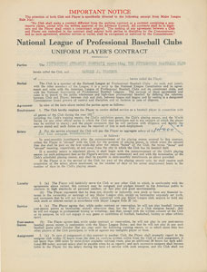 Lot #9019 Pie Traynor 1934 Pittsburgh Pirates Signed Player Contract - Image 2