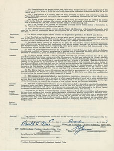 Lot #9069 Pee Wee Reese 1958 Brooklyn/Los Angeles Dodgers Signed Player Contract (Last Contract) - Image 1