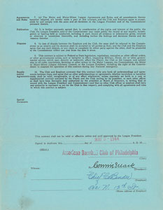 Lot #9035 Chief Bender 1944 Philadelphia Athletics Signed Scout's Contract - Image 1