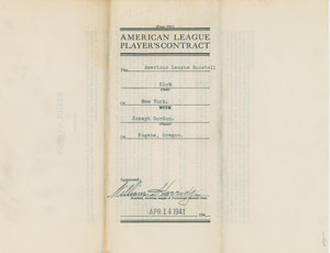 Lot #9032 Joe Gordon 1941 New York Yankees Signed Contract - Image 3