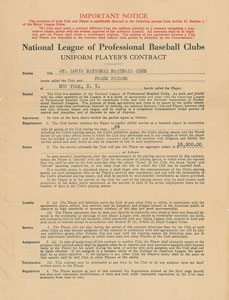 Lot #9010 Frankie Frisch 1929 St. Louis Cardinals Signed Player Contract - Image 2