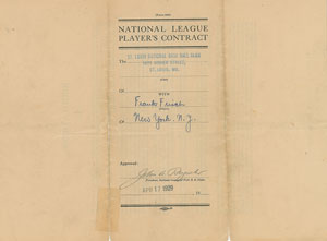 Lot #9010 Frankie Frisch 1929 St. Louis Cardinals Signed Player Contract - Image 3