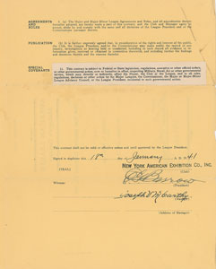 Lot #9034 Joe McCarthy 1941 New York Yankees Signed Manager's Contract - Image 1
