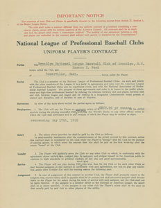 Lot #9007 Wilbert Hod Ford 1925-26 Brooklyn Robins Signed Player Contract with Wilbert Robinson - Image 2