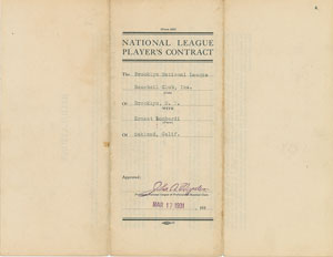 Lot #9015 Ernie Lombardi 1931 Brooklyn Robins Signed Player Contract (Rookie Season) - Image 3