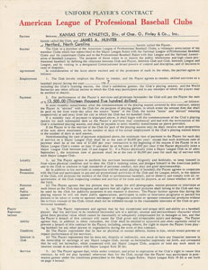 Lot #9089 Jim 'Catfish' Hunter 1967 Kansas City Athletics Signed Player Contract - Image 2