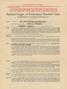 Lot #9012 Jim Bottomley 1931 St. Louis Cardinals Signed Player Contract - Image 2