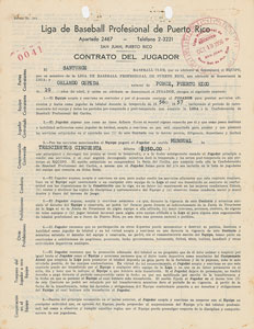 Lot #9067 Orlando Cepeda 1956 Puerto Rico Winter League Signed Player Contract - Image 3