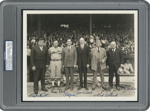 Lot #8404 Babe Ruth, John McGraw, Connie Mack, and Christy Walsh 1931 Signed Photograph - PSA/DNA MINT 9 - Image 1