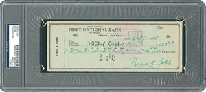Lot #8305 Ty Cobb 1953 Signed Personal Check - PSA/DNA - Image 1