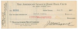 Lot #8309 Mike Gazella 1927 Signed Payroll Check - Image 1