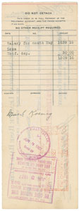 Lot #8311 Mark Koenig 1927 Signed Payroll Check - Image 2