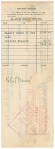Lot #8317 Bob Meusel 1927 Signed Payroll Check - Image 2