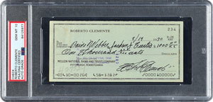Lot #8304 Roberto Clemente 1970 Signed Personal Check - PSA/DNA GEM MINT 10 - Image 1