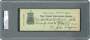 Lot #8324 Honus Wagner 1920 Signed Personal Check - PSA/DNA NM-MT 8 - Image 1