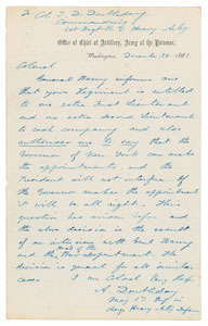 Lot #8356 Abner Doubleday 1861 Signed Handwritten Letter - Image 1