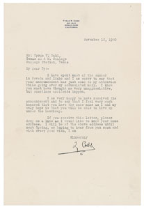 Lot #8361 Ty Cobb 1940 Signed Typed Letter - Image 1