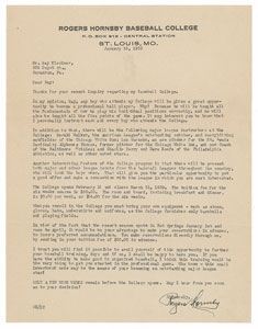 Lot #8368 Rogers Hornsby 1939 Signed Typed Letter - Image 1