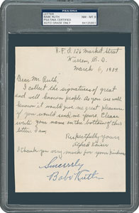 Lot #8273 Babe Ruth Signature - PSA/DNA NM-MT 8