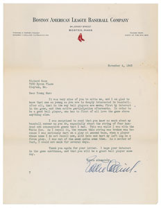 Lot #8364 Eddie Collins 1943 Signed Typed Letter (Good Baseball Content) - Image 1