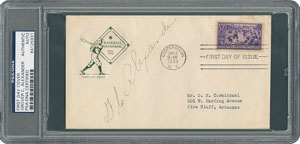 Lot #8334 Grover Cleveland Alexander Signed Baseball Centennial First Day Cover - PSA/DNA - Image 1
